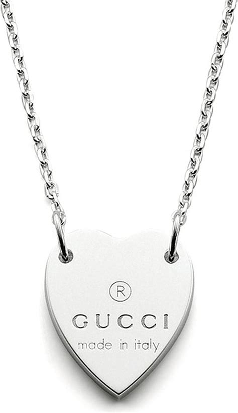 gucci long silver necklace|gucci trademark heart silver necklace.